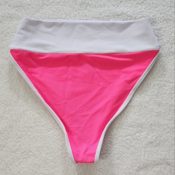 New!Beach Riot Emmy‎ Bottom Neon  Pink White Bikini bottoms - Picture 7 of 11